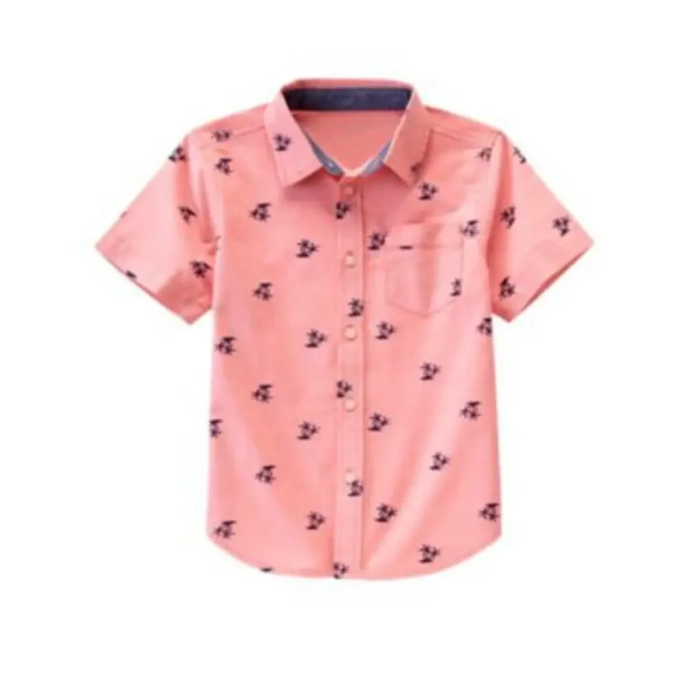 Gymboree Boys Shirt Size S 5 6 Island Cruise Palm Tree Navy Blue Coral NEW‎